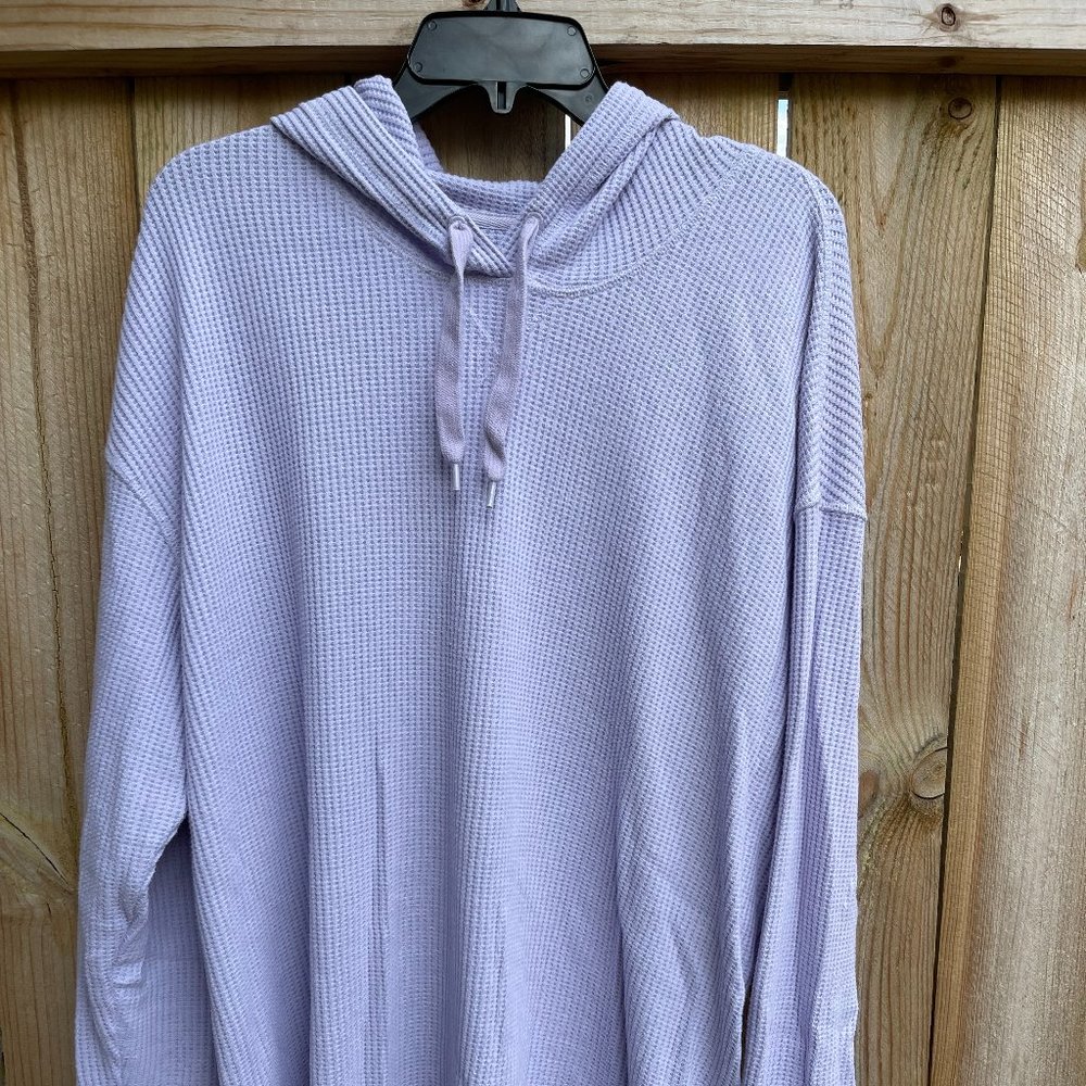 LLBean Waffle Knit Hoodie - 3X Lilac Mist